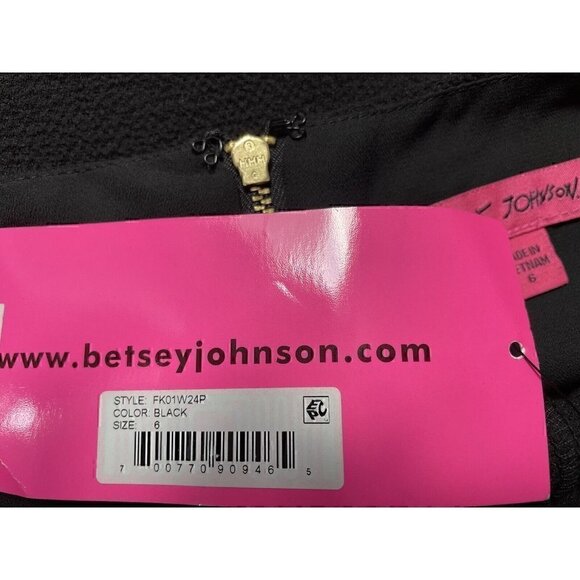 Betsey Johnson Black Sheath Flutter Short Sleeve Knee Length Dress Women’s 6 - Picture 13 of 15